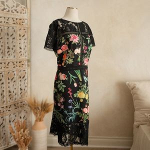 Floral Lace Black Dress